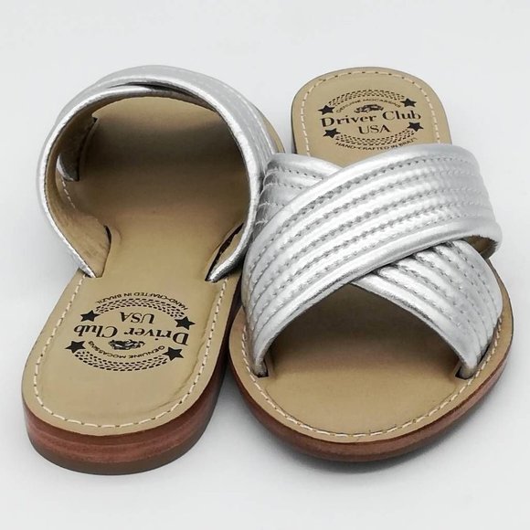 Driver Club USA Womens Santa Monica Slides Sandals Metallic Flat Slip On 5 M New - Picture 3 of 10